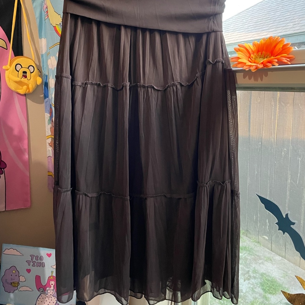 Y2K I.N. San Francisco brown earth tone fairycore midi skirt